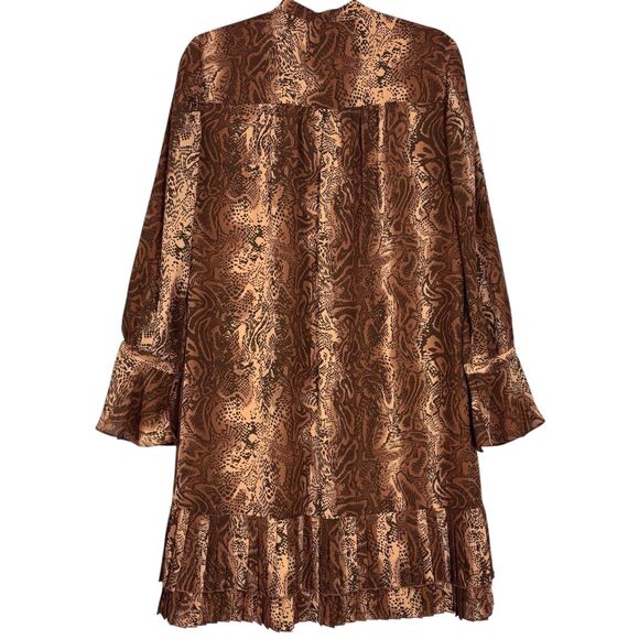 Scotch & Soda Maison Snake Print Dress Shift Medium Long Sleeve Pleated Hem NWT - Picture 6 of 13